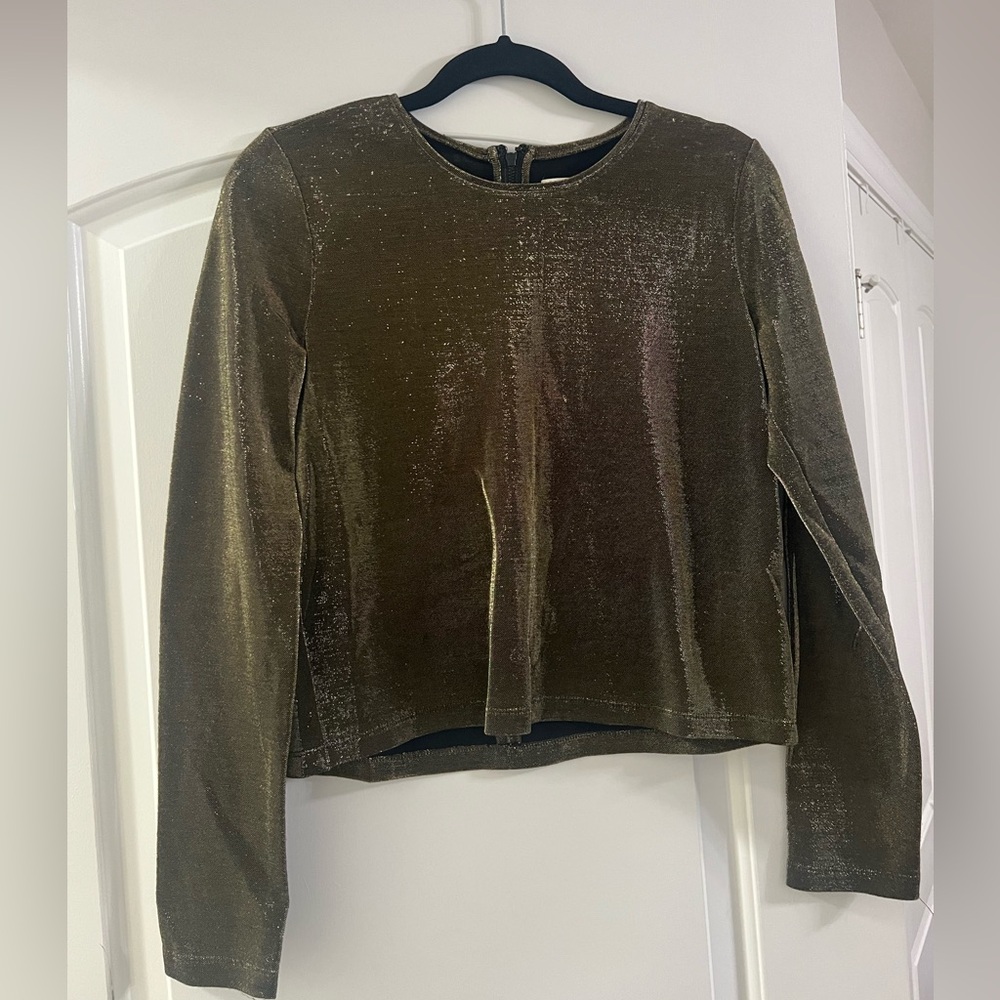 Alice + Olivia Metallic Black and Gold Top